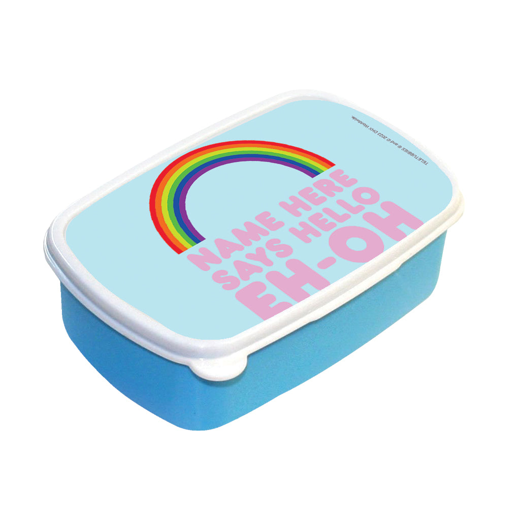Personalised Says Hello Rainbow Lunch Box