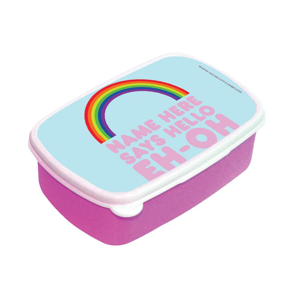 Personalised Says Hello Rainbow Lunch Box