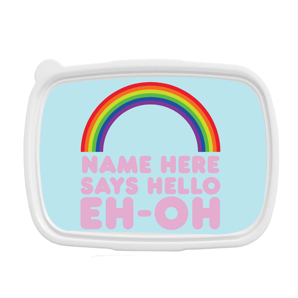 Personalised Says Hello Rainbow Lunch Box