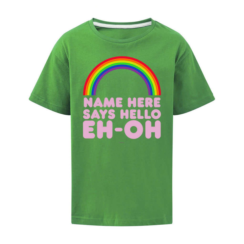 Personalised Says Hello Rainbow T-Shirt