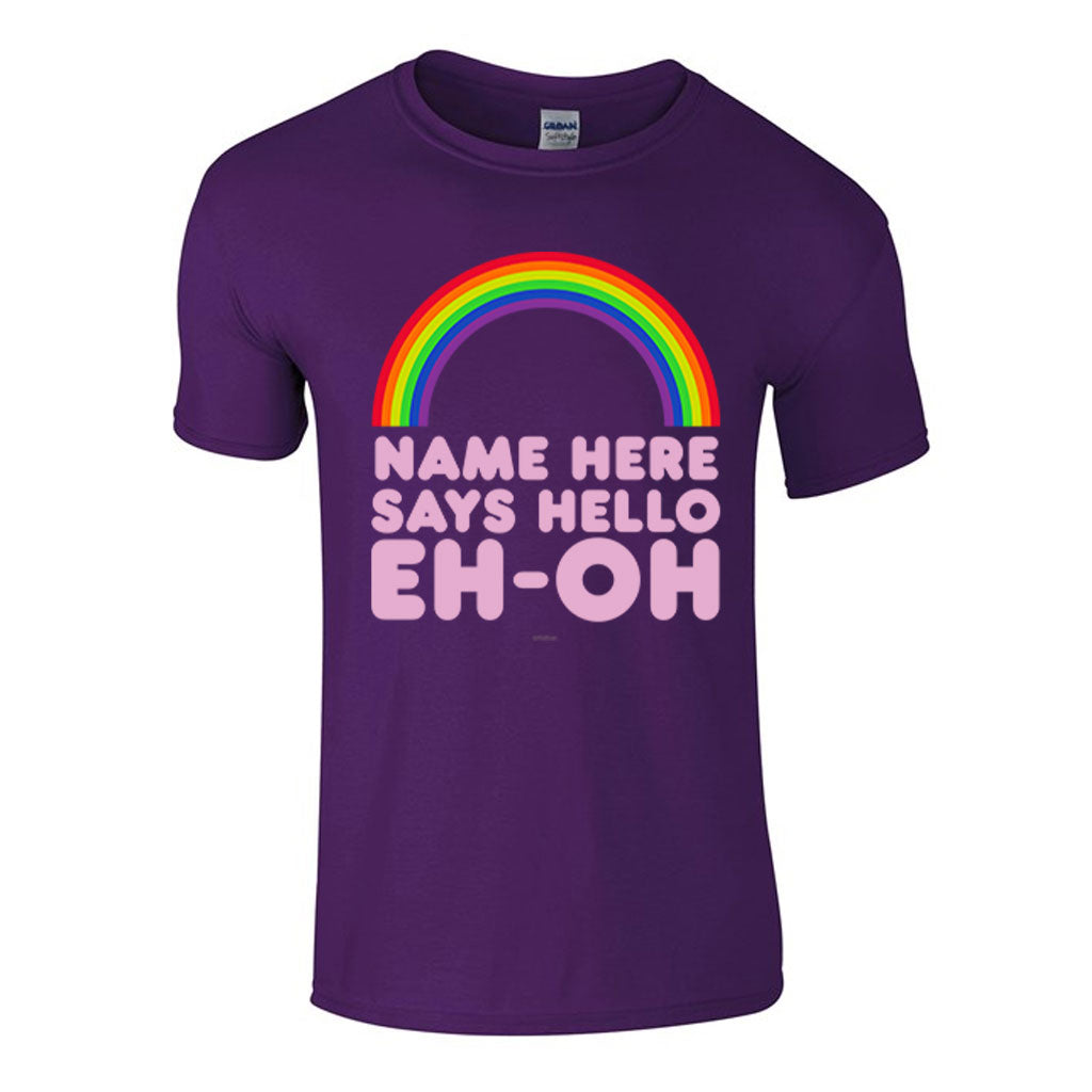 Personalised Says Hello Rainbow T-Shirt