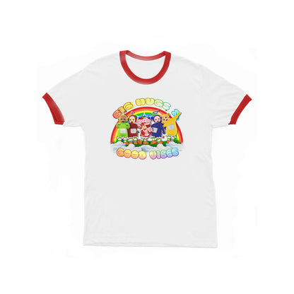 Teletubbies x Strawberry Shortcake by MurWalls - 'Good Vibes' Ringer T-Shirt