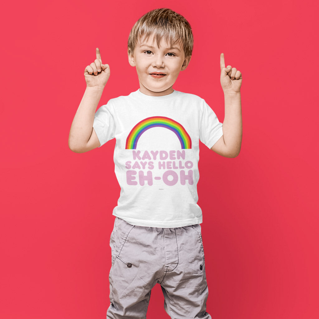 Personalised Says Hello Rainbow T-Shirt