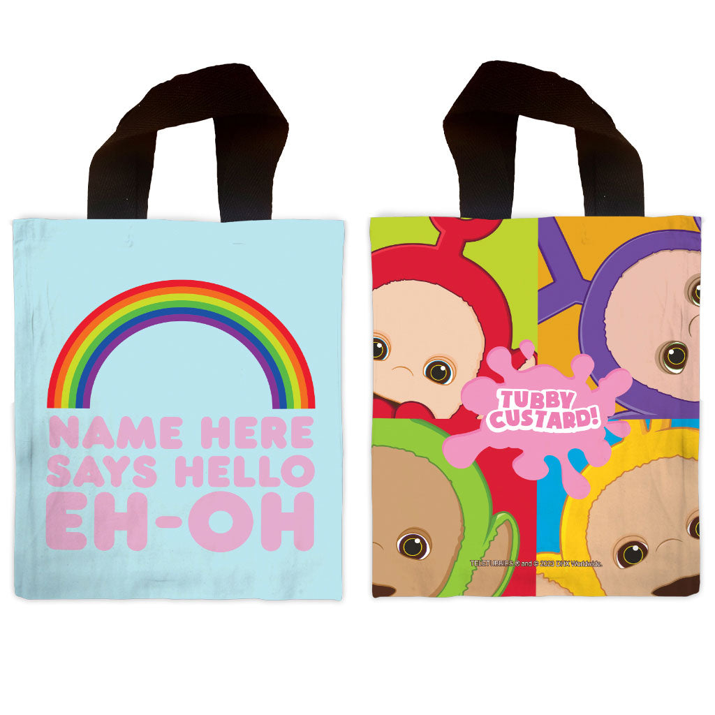 Personalised Says Hello Rainbow Mini Tote Bag